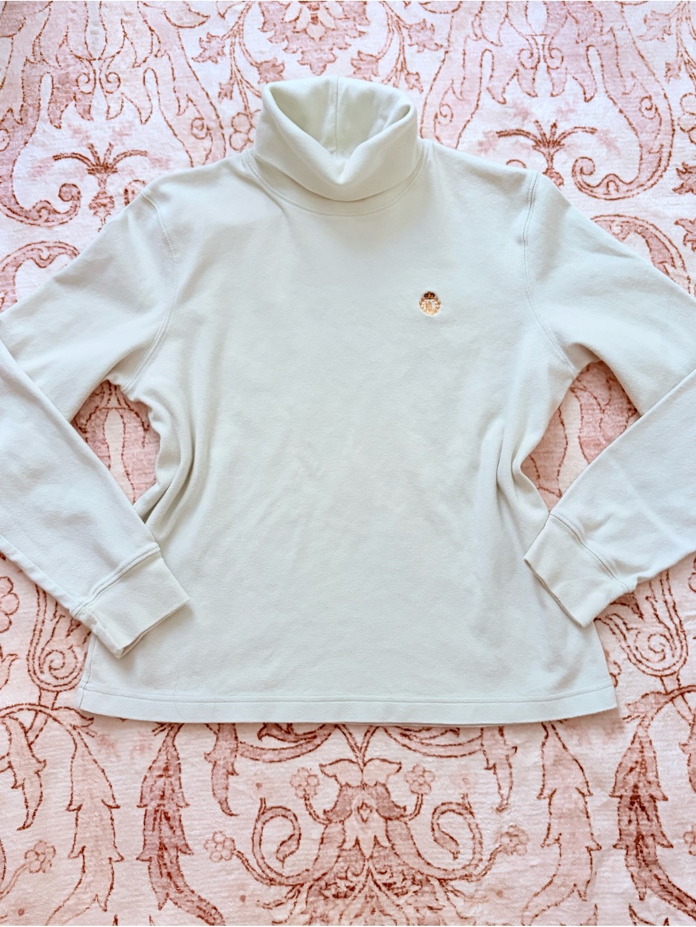Lauren Ralph Lauren Cream Turtleneck Sweatshirt with Embroidered Logo